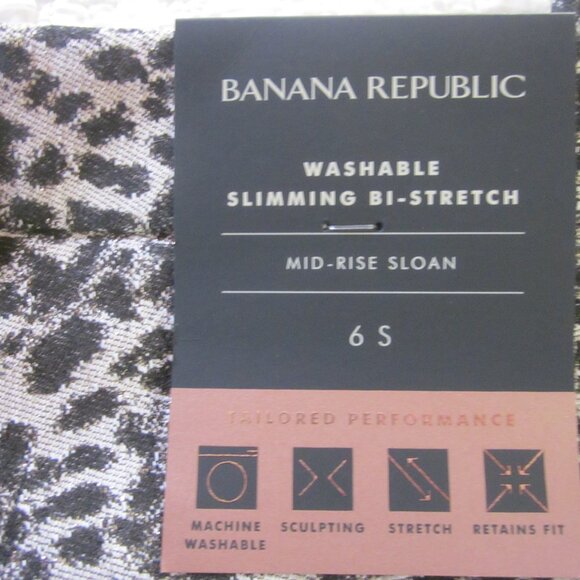 Banana Republic Pants Size 6S Mid Rise Sloan Leopard Print Metallic - Picture 3 of 9